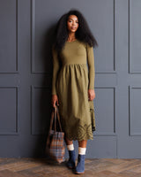 Olive Green Eyelet Hem Maxi Dress