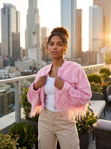 Rodeo Queen Pink Sherpa Fur Cropped Jacket