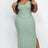 green Plus Size Ribbed Side Slit Long Cami Maxi Dress