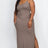 taupe Plus Size Ribbed Side Slit Long Cami Maxi Dress