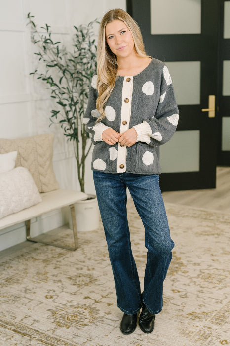 Polka Dot Button Down Cardigan