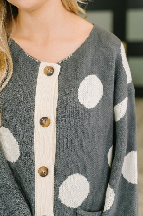 Polka Dot Button Down Cardigan