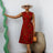 Raisa Red African Dress: Butterfly Print Sleeveless Midi Style