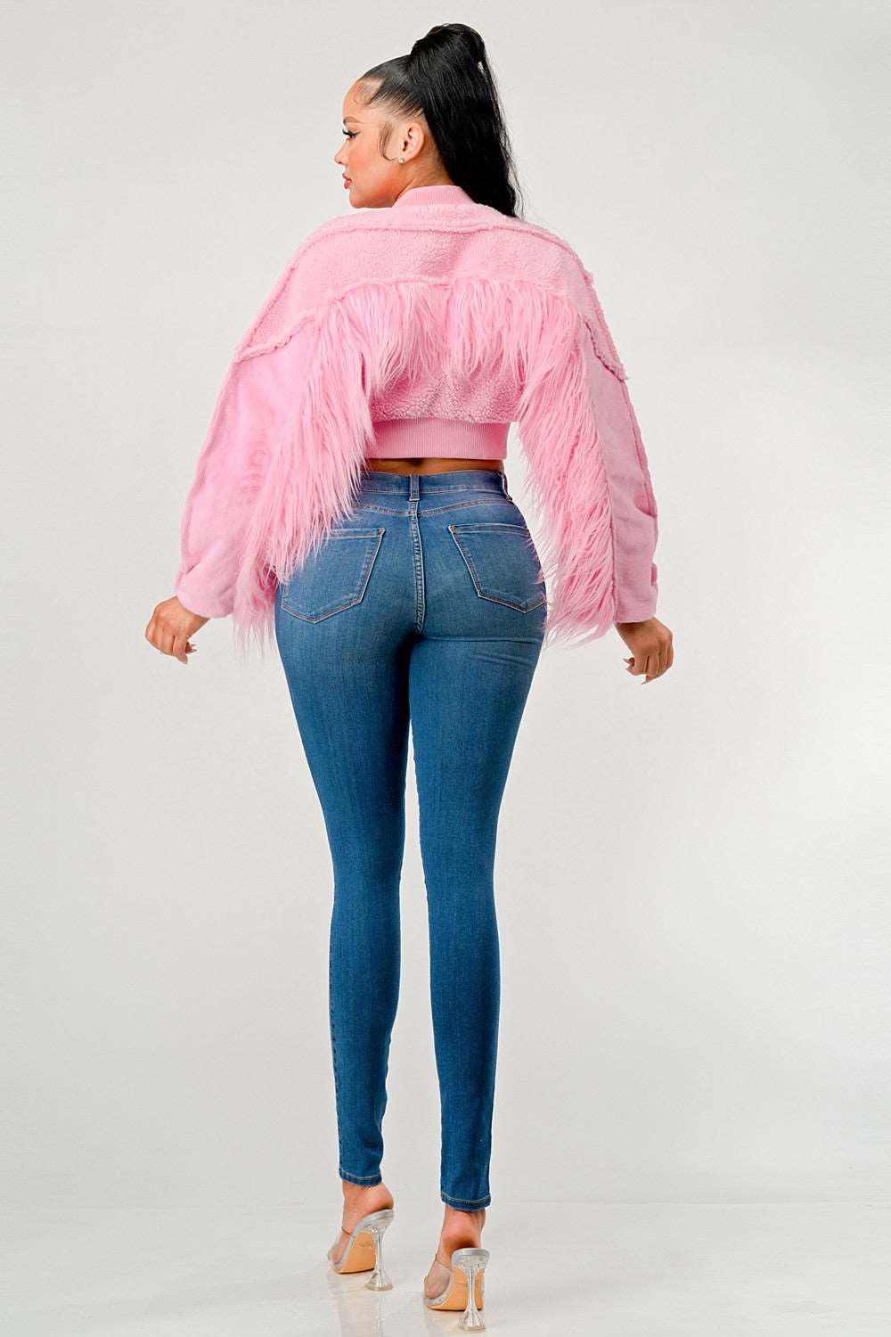 Rodeo Queen Pink Sherpa Fur Cropped Jacket