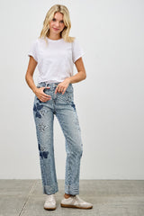 Star & Heart Patch High Rise Dad Jeans