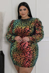 Plus Size Multi Color Sequin Mini Dress