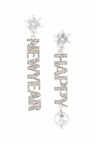 Earrings with 'NEW YEAR' and 'HAPPY NEW YEAR' text on a white background
