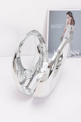 Silver metallic clutch handbag