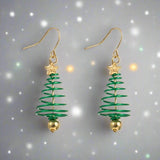 Christmas Tree Metal Art Spiral Christmas Earrings