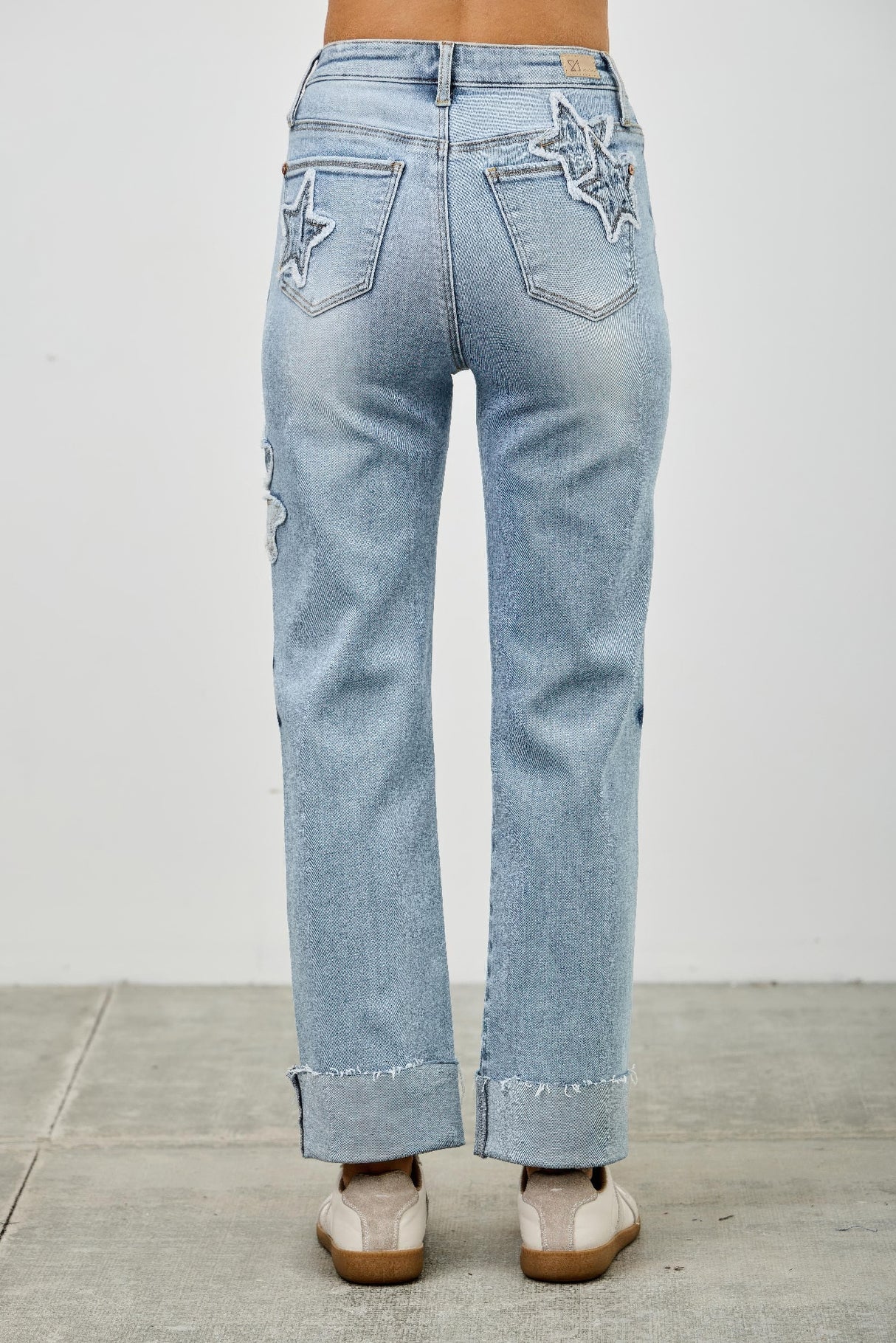 Star & Heart Patch High Rise Dad Jeans
