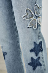 Star & Heart Patch High Rise Dad Jeans