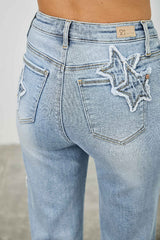 Star & Heart Patch High Rise Dad Jeans
