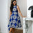 Zuri African Print Midi Dress with High Neck in Blue