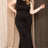 Black Ruffle Drapped Tail Plus Size Maxi Dress