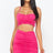 Fuchia Ruched Crop Top & Skirt Set