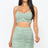 green Ruched Crop Top & Skirt Set