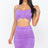purple Ruched Crop Top & Skirt Set