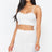 white Ruched Crop Top & Skirt Set