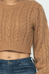 mocha color Cable Knit Pullover Sweater