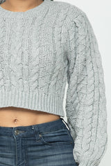 grey Cable Knit Pullover Sweater