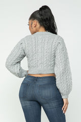 grey Cable Knit Pullover Sweater