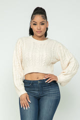 cream color Cable Knit Pullover Sweater