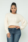 cream color Cable Knit Pullover Sweater