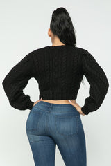 Black Cable Knit Pullover Sweater