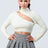 ivory LUX SWEATER RIB CUTOUT MOCK NECK CROP TOP