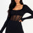 Black Square Neck Mesh Corset Mini Dress