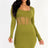 olive Square Neck Mesh Corset Mini Dress