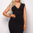 Black Sleeveless V neck corset bodycon midi dress