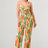 multi color LUXE GEO PRINT SATIN BRA TOP AND PALAZZO JUMPSUIT