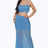 blue Sequin Mermaid Maxi Skirt Set