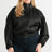 Black Plus Size Satin Ruched Bomber Jacket