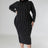 Black Plus Size Rhinestone Turtleneck Midi Dress