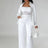 ivory tunic top and matching wide leg pant set