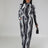 Non-Stretch two-piece set, Mock neck, Long sleeves pant set Black and white