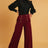 deep red High Waisted Wide Leg Dress Pants