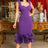 purple Organza Ruffle midi Dress