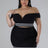 2X model wearing Black Plus Size Sweetheart Skirt Set