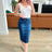 Judy Blue Dark Wash Denim Midi Skirt