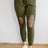 Lightweight Distressed Joggers in Olive