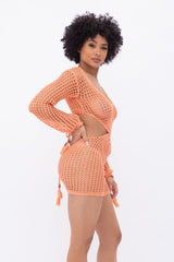orange acrylic see through crochet sexy romper